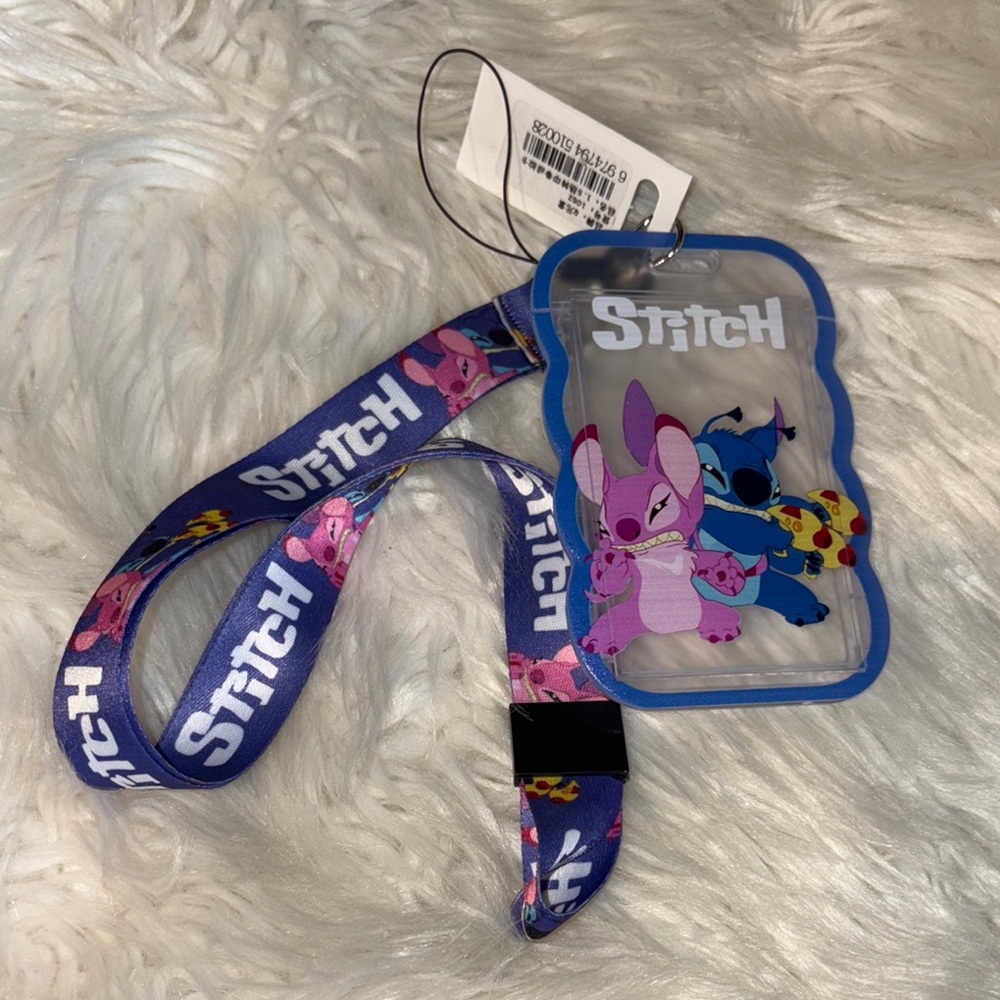 Stitch Blue Lanyard with ID Holder